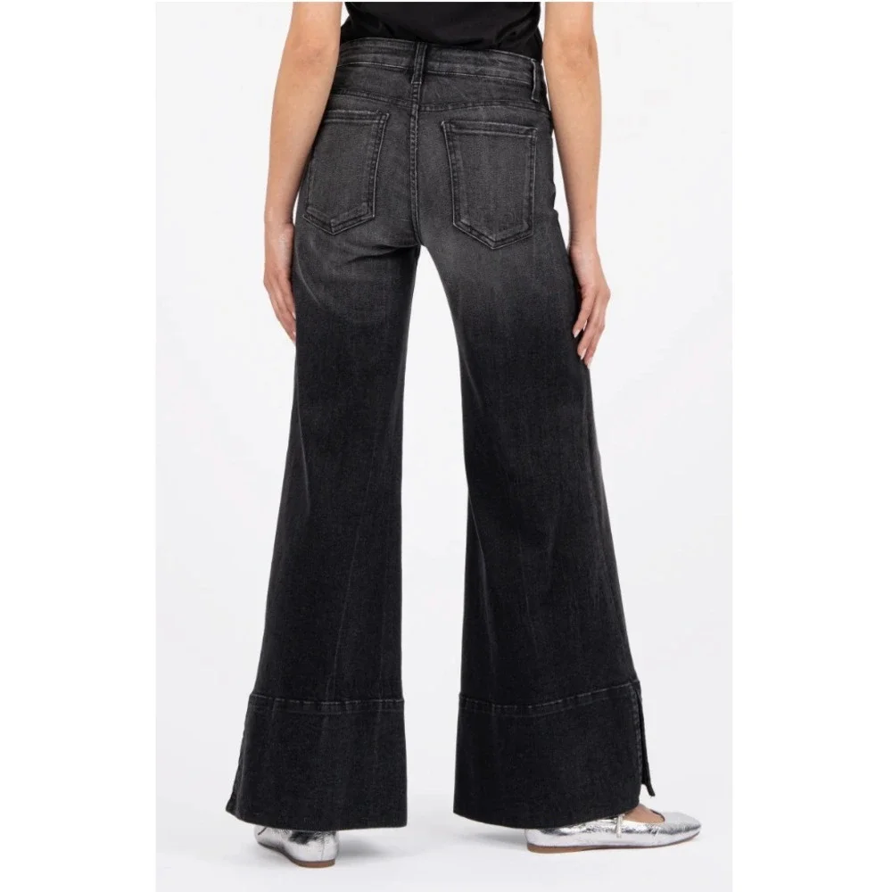 Kut From The Kloth High Rise Goldie Super Flare Jeans Size 6‎ Black
